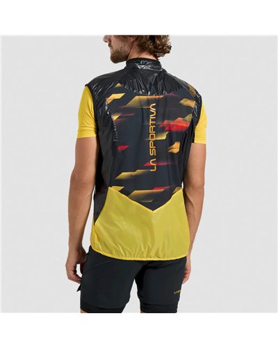 La Sportiva Blizzard Windbreaker Men's Packable Vest, Yellow/Black