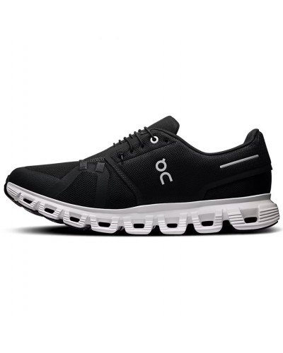 On Cloud 6 Men's Running Shoes, Black/White