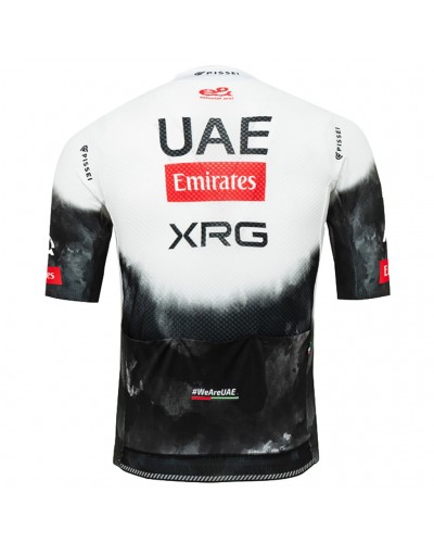 Pissei UAE Emirates XRG 2025 Team Replica Maglia Maniche Corte Full Zip Uomo, Bianco