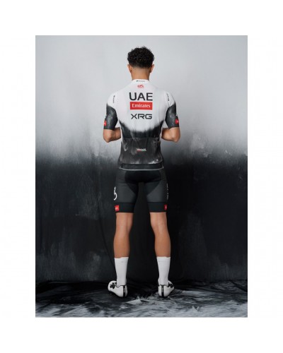 Pissei UAE Emirates XRG 2025 Team Replica Maglia Maniche Corte Full Zip Uomo, Bianco