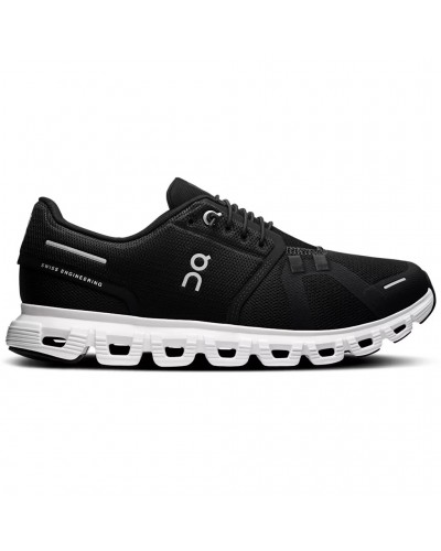 On Cloud 6 Women's Running Shoes, Black/White