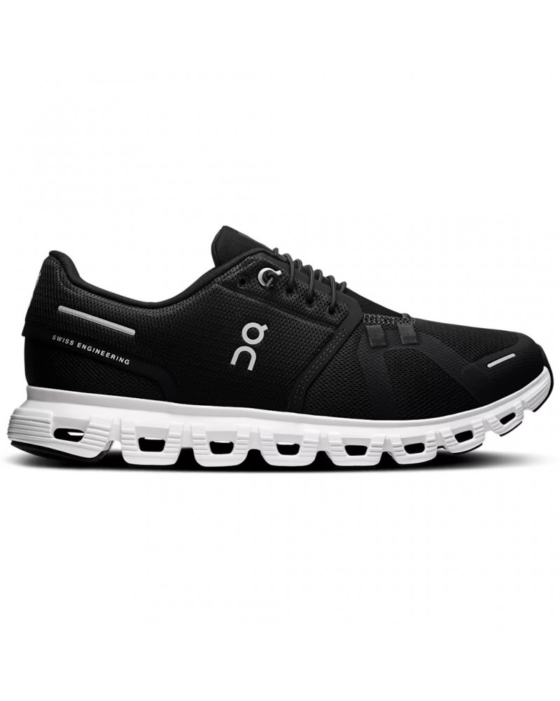 On Cloud 6 Women's Running Shoes, Black/White