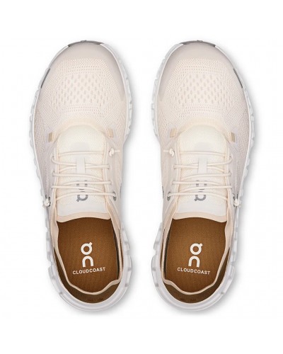 On Cloud 6 Coast Women's Running Shoes, Gardenia/Sphinx