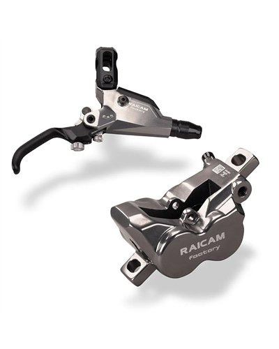 Raicam RGR Factory Enduro/Downhill Kit Freno Disco Idraulico Anteriore/Posteriore 4 Pistoni, Titanium Grey