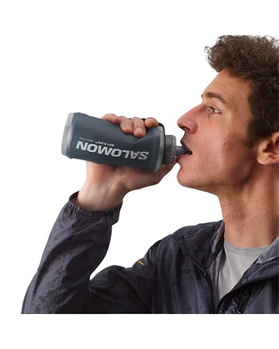 Salomon Active Sistema Handheld con Borraccia Pieghevole da 500 ml, Black/Slate Grey