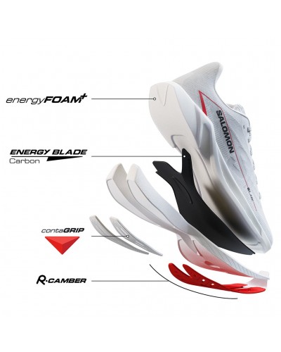 Salomon S/LAB Spectur Unisex Running Shoes, White/Fiery Red/Black