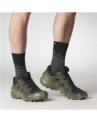 Salomon Speedcross 6 GTX Gore-Tex Men's Trail Running Shoes, Black/Peat/Deep Lichen Green