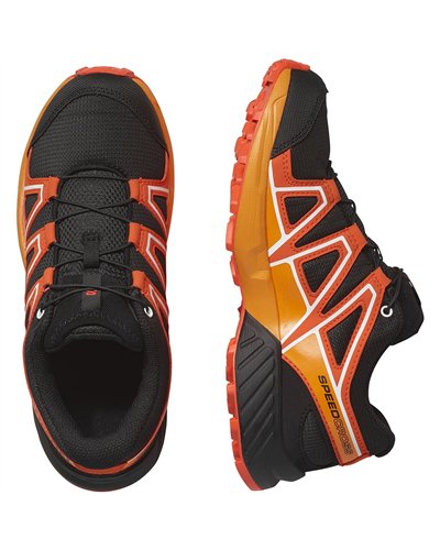Salomon Speedcross Junior Shoes, Black/Cherry Tomato/Turmeric
