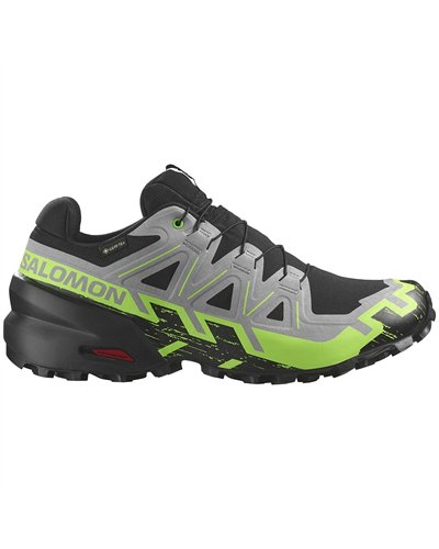 Salomon Speedcross 6 GTX Gore-Tex Men's Trail Running Shoes, Black/Alloy/Green Gecko