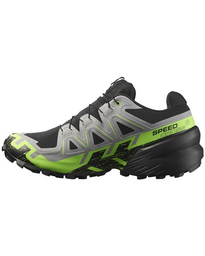 Salomon Speedcross 6 GTX Gore-Tex Men's Trail Running Shoes, Black/Alloy/Green Gecko
