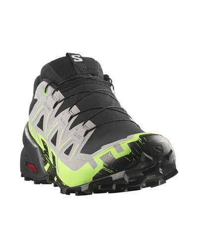 Salomon Speedcross 6 GTX Gore-Tex Men's Trail Running Shoes, Black/Alloy/Green Gecko