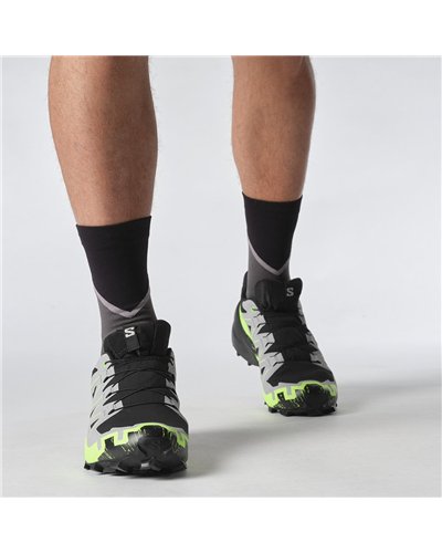 Salomon Speedcross 6 GTX Gore-Tex Men's Trail Running Shoes, Black/Alloy/Green Gecko