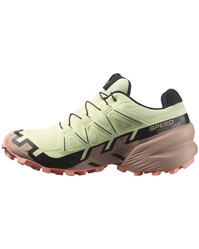 Salomon Speedcross 6 GTX Gore-Tex Women's Trail Running Shoes, Lime Cream/Mahogany Rose/Black