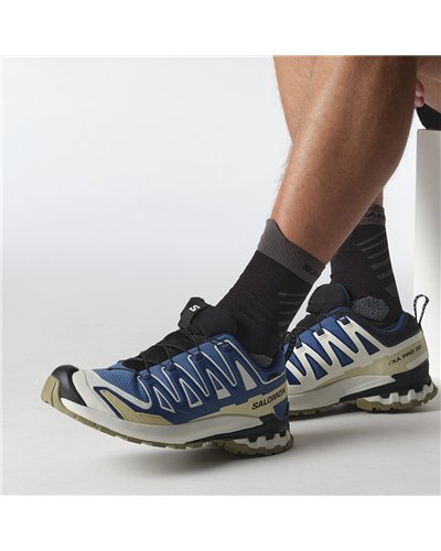 Salomon Xa Pro 3D V9 GTX Gore-Tex Men's Trail Running Shoes, Dark Blue/Icicle/Aloe