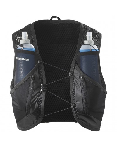 Salomon Active Skin 12 Set Hydration Running Pack/Vest, Black/Metal (2 500 ml Soft Flask Included)