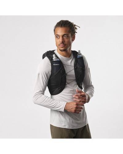 Salomon Active Skin 12 Set Hydration Running Pack/Vest, Black/Metal (2 500 ml Soft Flask Included)
