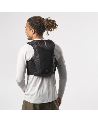 Salomon Active Skin 12 Set Hydration Running Pack/Vest, Black/Metal (2 500 ml Soft Flask Included)