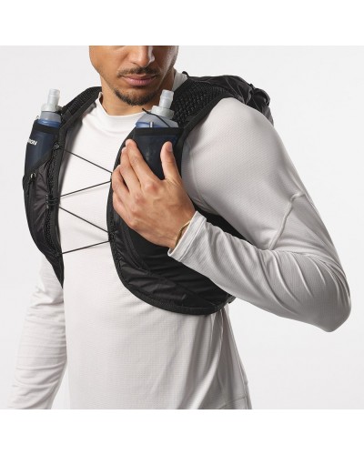 Salomon Active Skin 12 Set Hydration Running Pack/Vest, Black/Metal (2 500 ml Soft Flask Included)