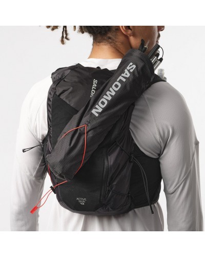 Salomon Active Skin 12 Set Hydration Running Pack/Vest, Black/Metal (2 500 ml Soft Flask Included)
