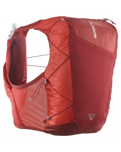 Salomon Active Skin 12 Set Hydration Running Pack/Vest, Red Dahlia/High Risk Red (2 500 ml Soft Flask Included)