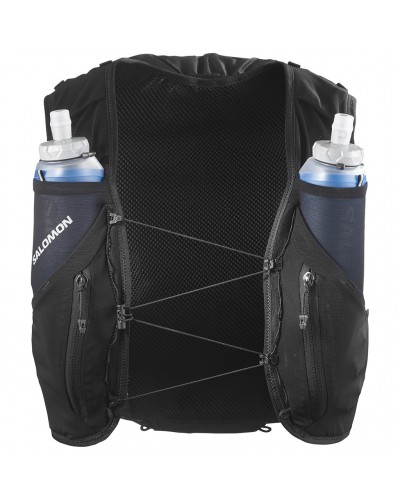 Salomon ADV Skin 12 Set Zaino Gilet Idrico Running, Black (2 Soft Flask da 500 ml Incluse)