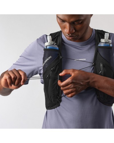 Salomon ADV Skin 12 Set Zaino Gilet Idrico Running, Black (2 Soft Flask da 500 ml Incluse)