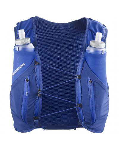 Salomon ADV Skin 12 Set Zaino Gilet Idrico Running, Nautical Blue/Limoges (2 Soft Flask da 500 ml Incluse)