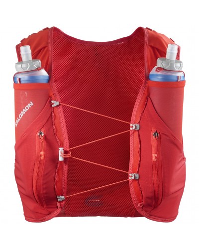 Salomon ADV Skin 12 Set Zaino Gilet Idrico Running, Flame Scarlet/Haute Red (2 Soft Flask da 500 ml Incluse)