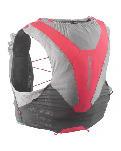 Salomon ADV Skin 5 Set Hydration Running Pack/Vest, Castelrock/Alloy/Neon Flame (2 500 ml Soft Flask Included)