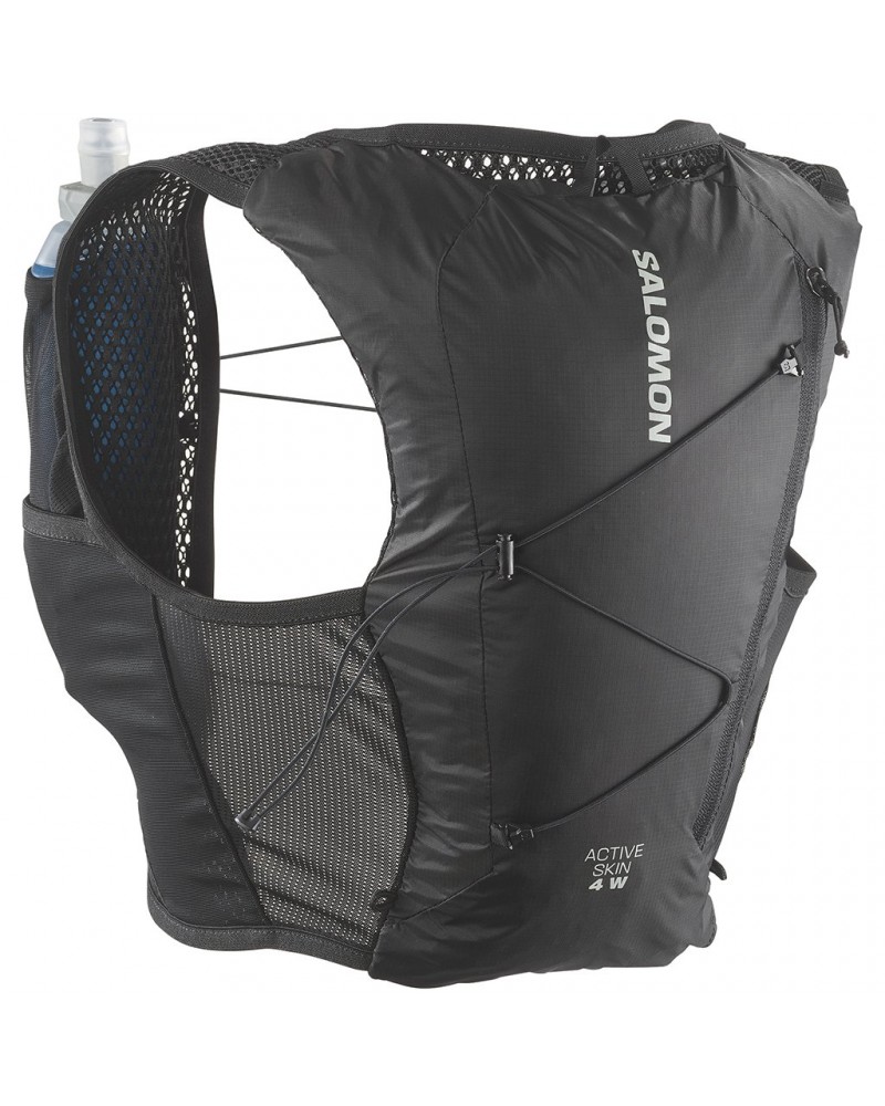 Salomon Active Skin 4 Set Women's Hydration Running Pack/Vest, Black/Metal (2 500 ml Soft Flask Included)