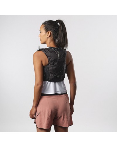 Salomon Active Skin 4 Set Women's Hydration Running Pack/Vest, Black/Metal (2 500 ml Soft Flask Included)