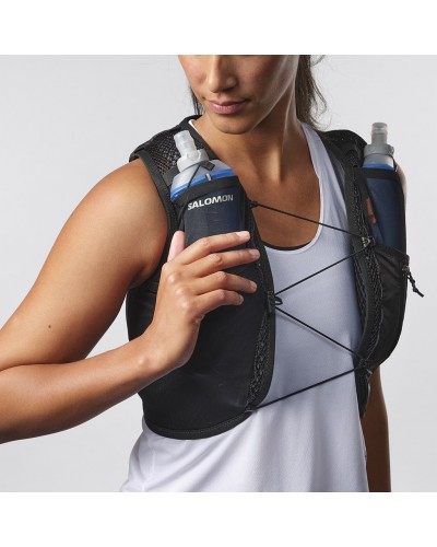 Salomon Active Skin 4 Set Women's Hydration Running Pack/Vest, Black/Metal (2 500 ml Soft Flask Included)