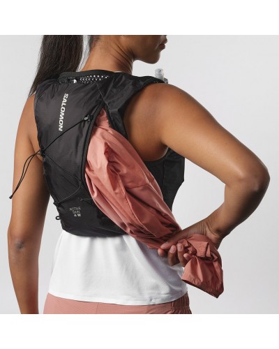 Salomon Active Skin 4 Set Women's Hydration Running Pack/Vest, Black/Metal (2 500 ml Soft Flask Included)