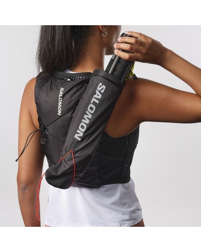 Salomon Active Skin 4 Set Women's Hydration Running Pack/Vest, Black/Metal (2 500 ml Soft Flask Included)