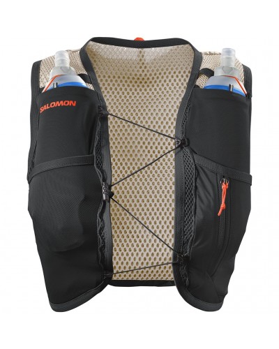 Salomon Active Skin 4 Set Women's Hydration Running Pack/Vest, Emerglow/Black (2 500 ml Soft Flask Included)