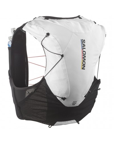Salomon ADV Skin 12 Race Flag Set Hydration Running Pack/Vest, Black/White (2 500 ml Soft Flask Included)
