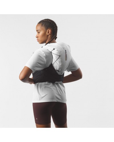 Salomon ADV Skin 12 Race Flag Set Zaino Gilet Idrico Running, Black/White (2 Soft Flask da 500 ml Incluse)