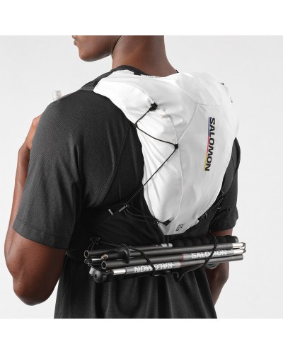 Salomon ADV Skin 12 Race Flag Set Zaino Gilet Idrico Running, Black/White (2 Soft Flask da 500 ml Incluse)