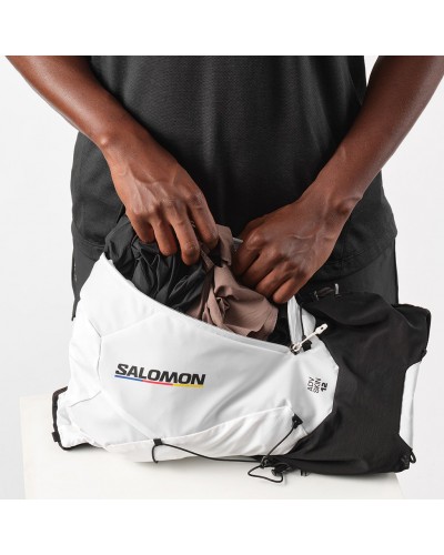 Salomon ADV Skin 12 Race Flag Set Zaino Gilet Idrico Running, Black/White (2 Soft Flask da 500 ml Incluse)