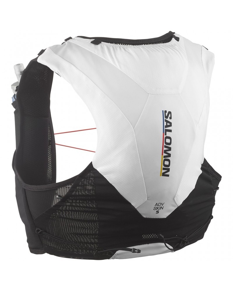 Salomon ADV Skin 5 Race Flag Set Hydration Running Pack/Vest, Black/White (2 500 ml Soft Flask Included)