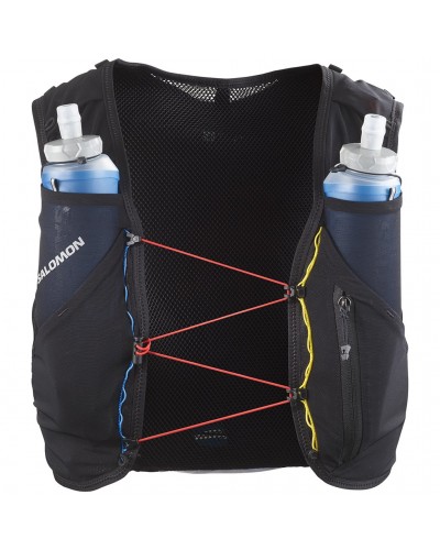 Salomon ADV Skin 5 Race Flag Set Hydration Running Pack/Vest, Black/White (2 500 ml Soft Flask Included)