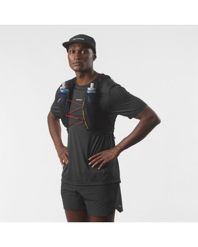Salomon ADV Skin 5 Race Flag Set Hydration Running Pack/Vest, Black/White (2 500 ml Soft Flask Included)