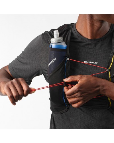 Salomon ADV Skin 5 Race Flag Set Hydration Running Pack/Vest, Black/White (2 500 ml Soft Flask Included)