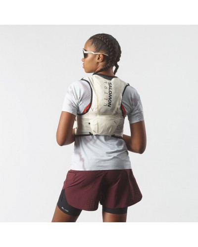 Salomon S/LAB Ultra 10 Set Zaino Gilet Idrico Running, Vanilla Ice/Black (2 Soft Flask da 500 ml Incluse)