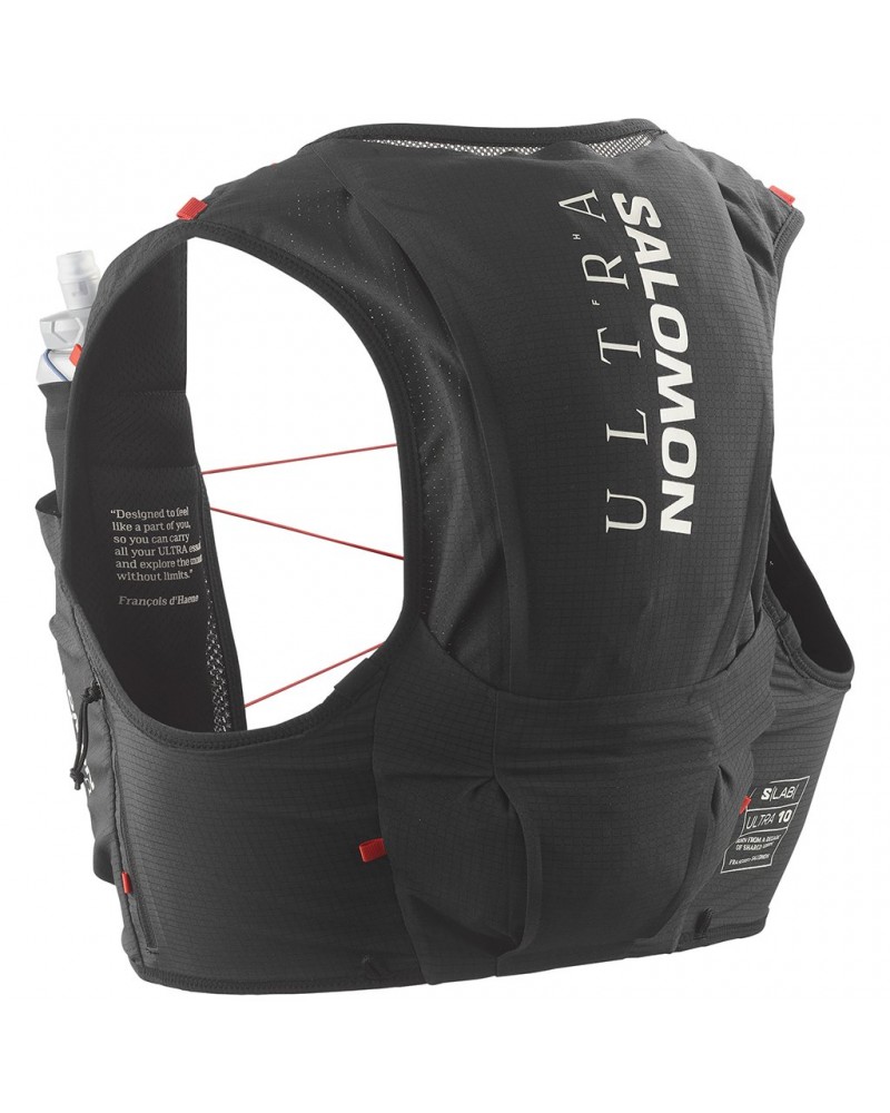 Salomon S/LAB Ultra 10 Set Zaino Gilet Idrico Running, Black (2 Soft Flask da 500 ml Incluse)
