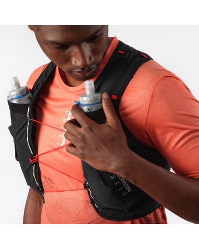Salomon S/LAB Ultra 10 Set Zaino Gilet Idrico Running, Black (2 Soft Flask da 500 ml Incluse)