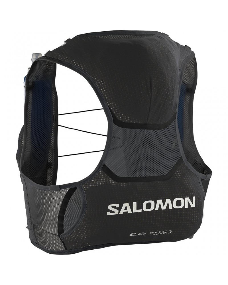 Salomon S/LAB Pulsar 3 Set Zaino Gilet Idrico Running, Black/White (2 Soft Flask da 500 ml Incluse)