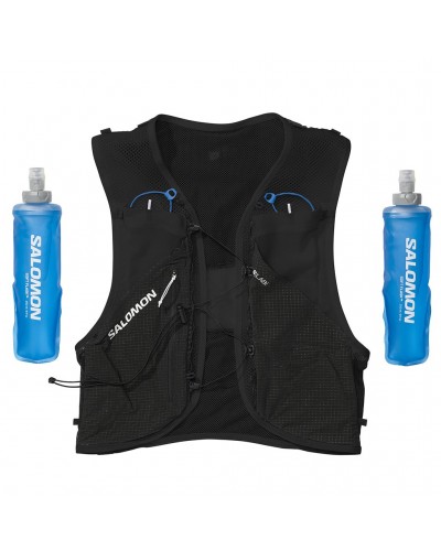 Salomon S/LAB Pulsar 3 Set Zaino Gilet Idrico Running, Black/White (2 Soft Flask da 500 ml Incluse)