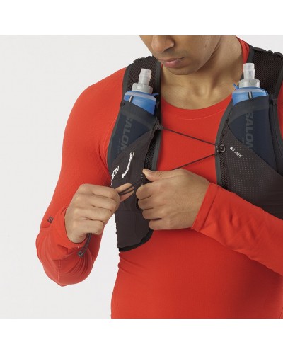 Salomon S/LAB Pulsar 3 Set Zaino Gilet Idrico Running, Black/White (2 Soft Flask da 500 ml Incluse)