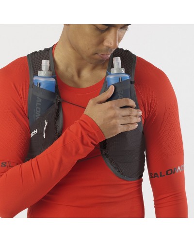 Salomon S/LAB Pulsar 3 Set Zaino Gilet Idrico Running, Black/White (2 Soft Flask da 500 ml Incluse)